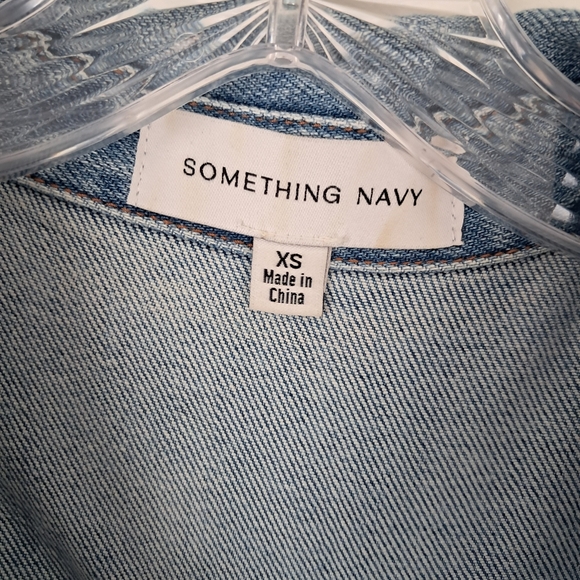 Something Navy Denim Ruffle Jacket Xs - Picture 5 of 6
